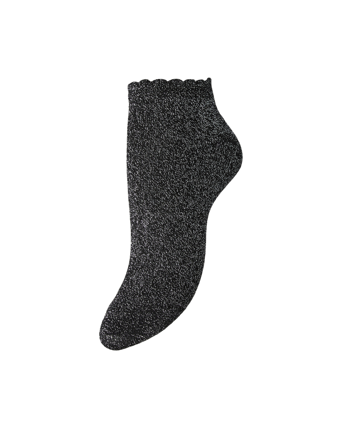 SEBBY GLITTER SNEAKER SOCK - BLACK SILVER LUREX - Dinvintageshop