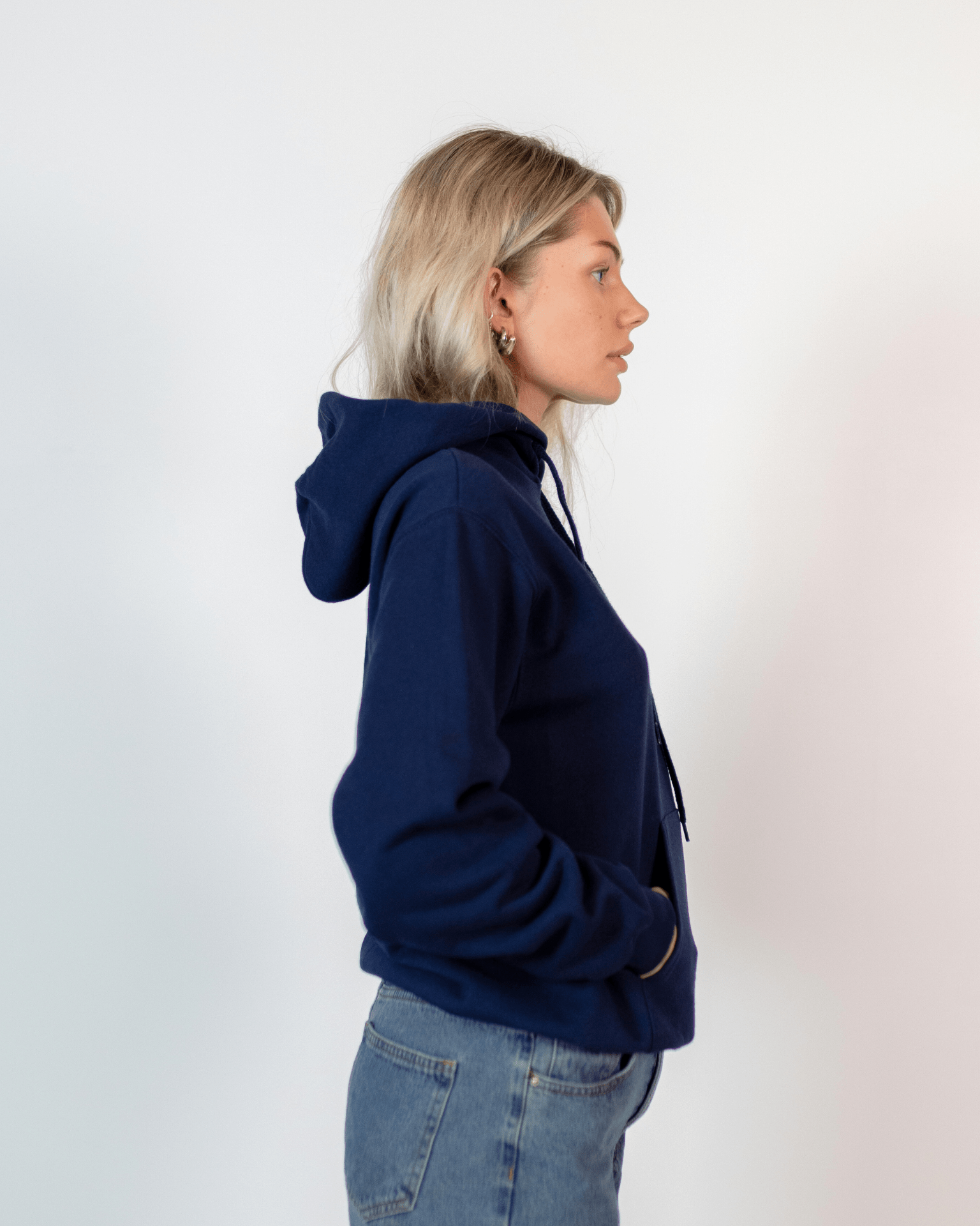 SHELLY (blå) HOODIE - NAVY - Dinvintageshop