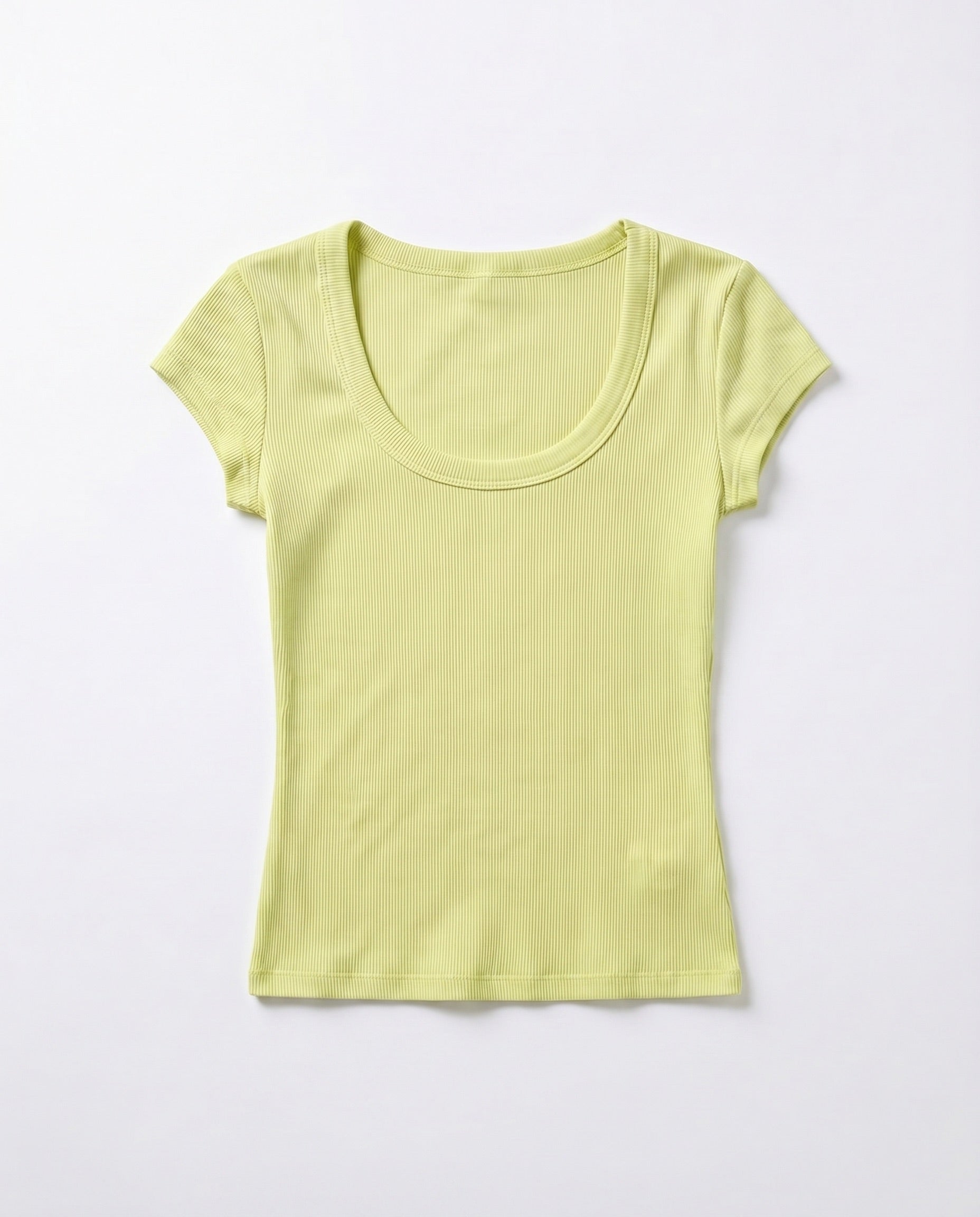 THEA KORTÆRMET T - SHIRT - BUTTER YELLOW - Dinvintageshop