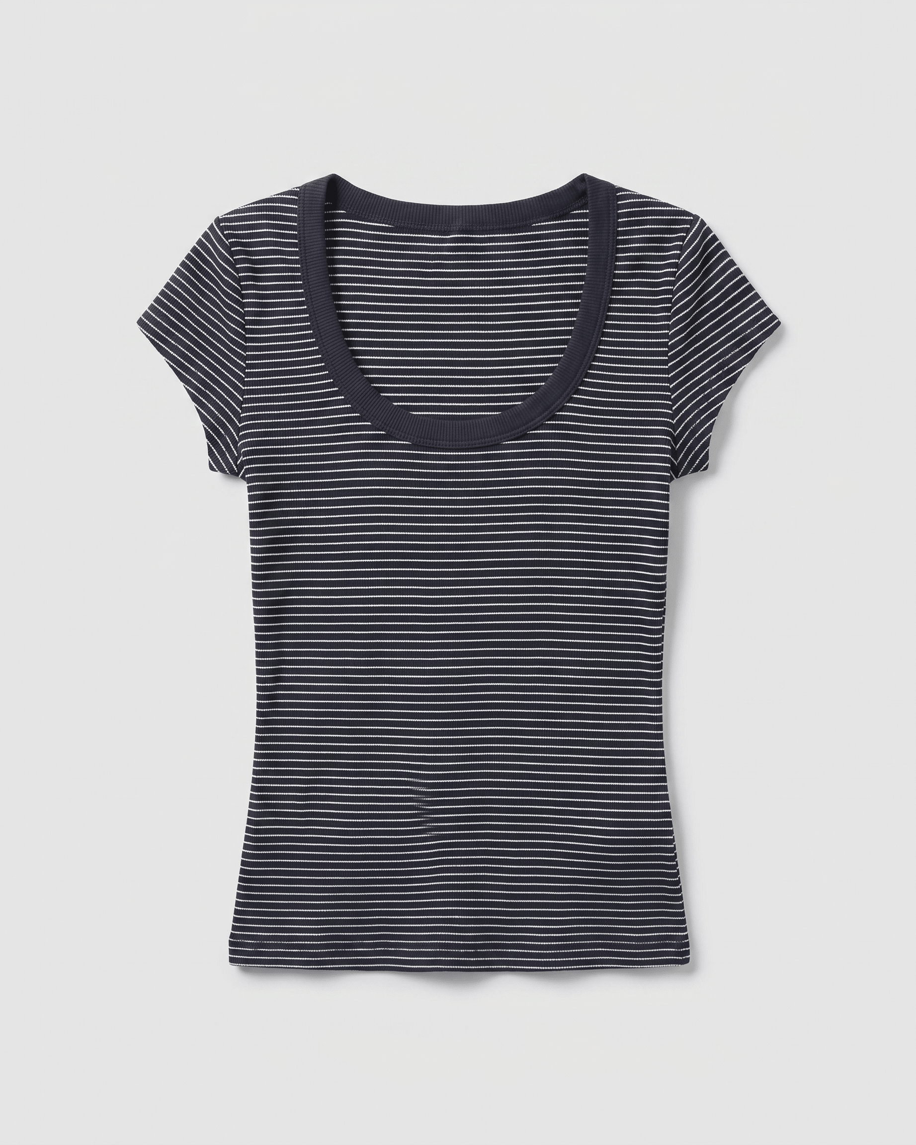 THEA KORTÆRMET T - SHIRT - NAVY/WHITE STRIPE - Dinvintageshop