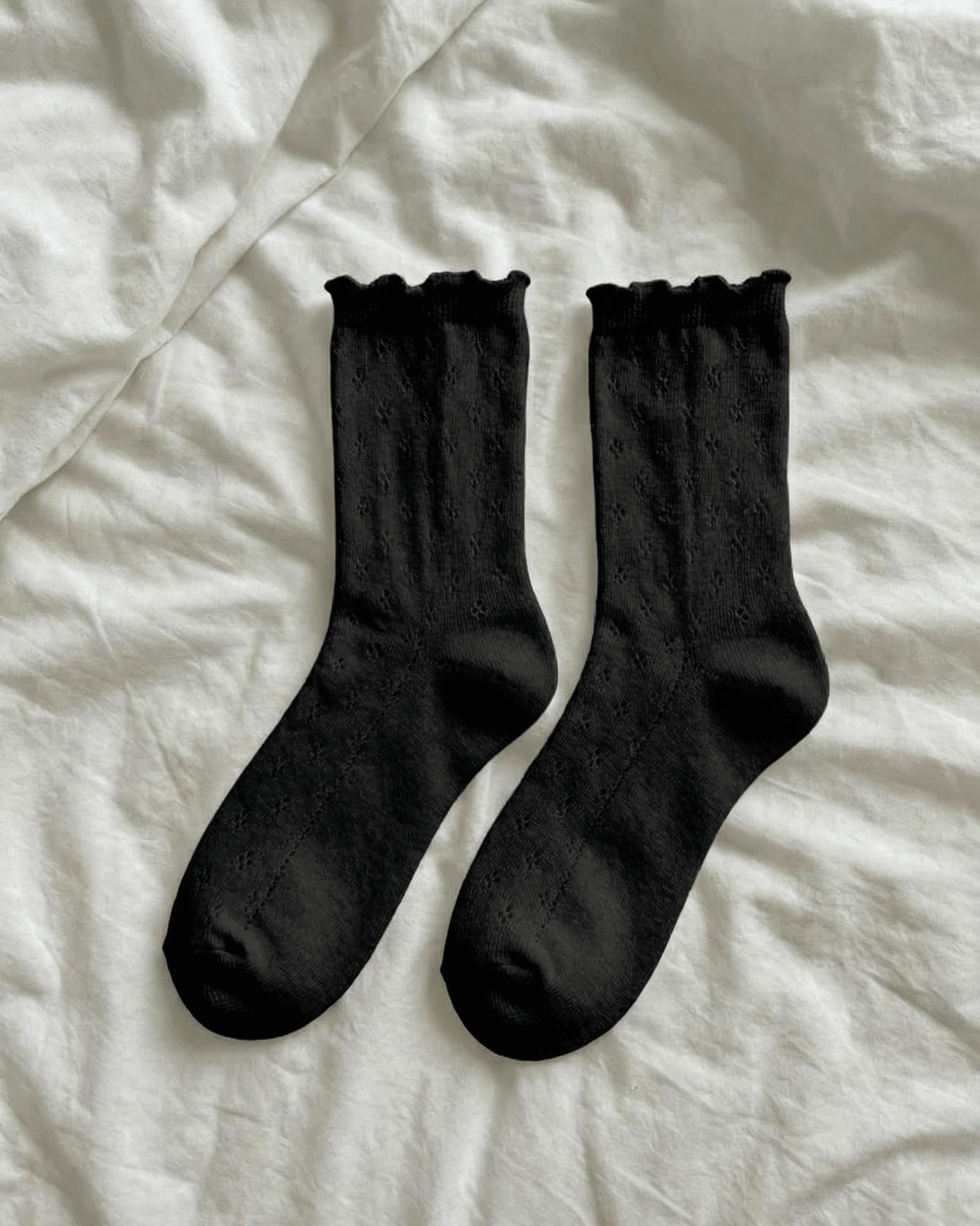 THERESE POINTELLE SOCKS - BLACK