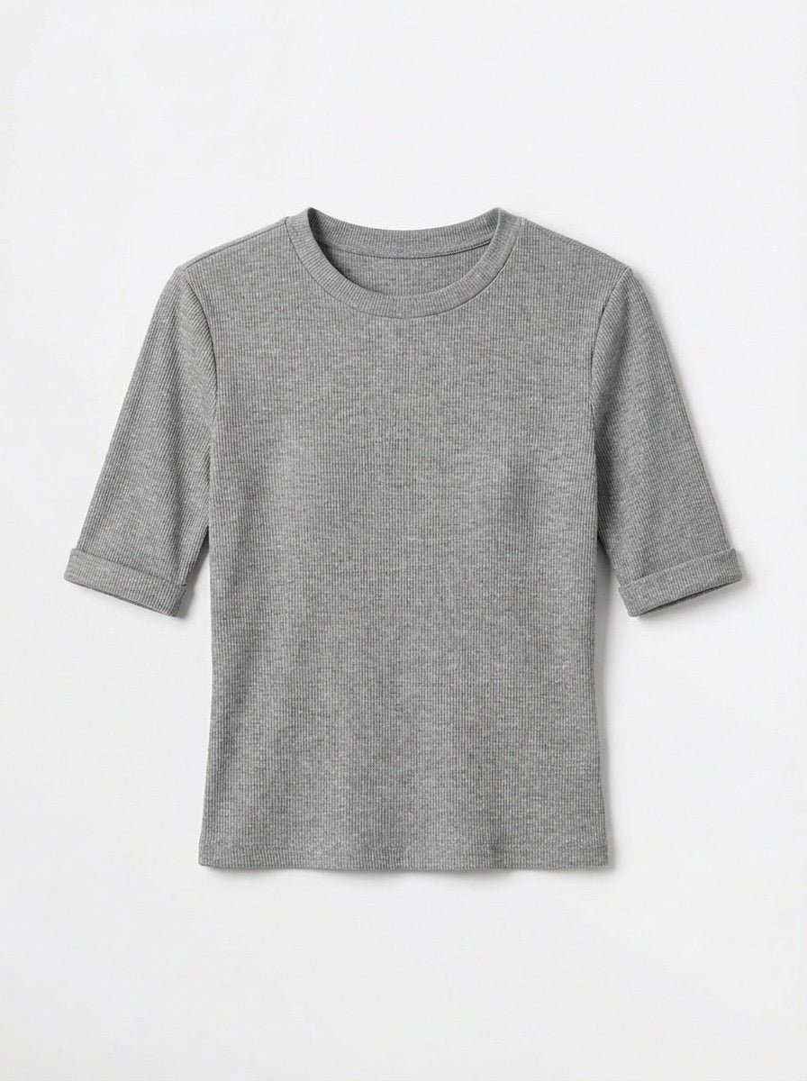 TINE 3/4 SLEEVE T - SHIRT - LT GREY - Dinvintageshop