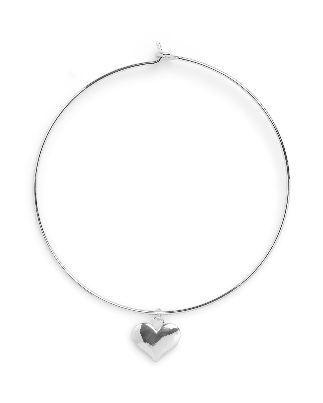 Sølvfarvet Jana choker-halskæde med hjertevedhæng fra PIECES