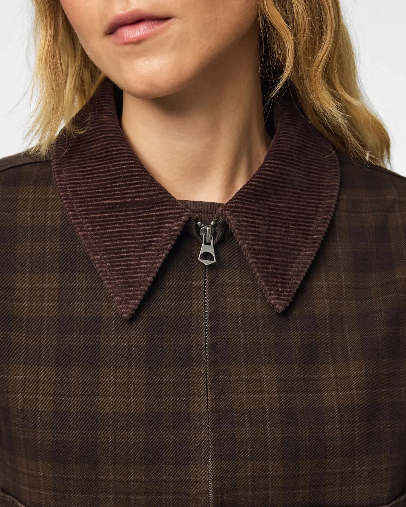VERA SHORT JACKET - BROWN CHECK - Dinvintageshop