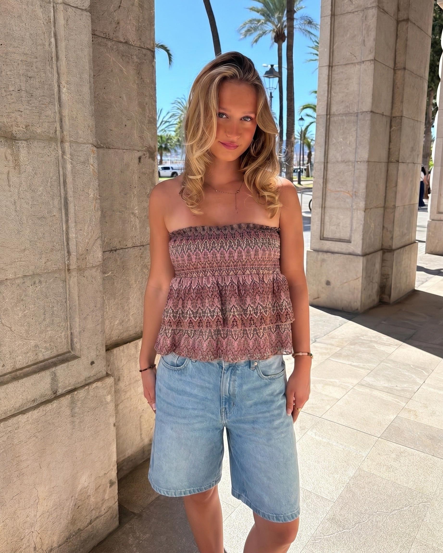 VIGGA RUFFLE TOP/SKIRT - BERRY MIX - Dinvintageshop