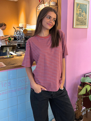 LUCKY STRIPE TEE - BERRY/BLUE