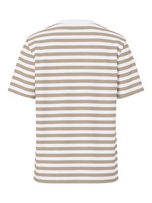 RIA STRIPE TEE - SILVER MINK/BRIGHT WHITE