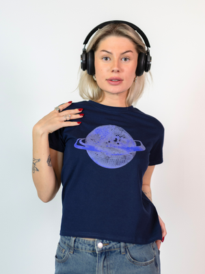 PLANET DISCO (blue), BABY TEE - NAVY