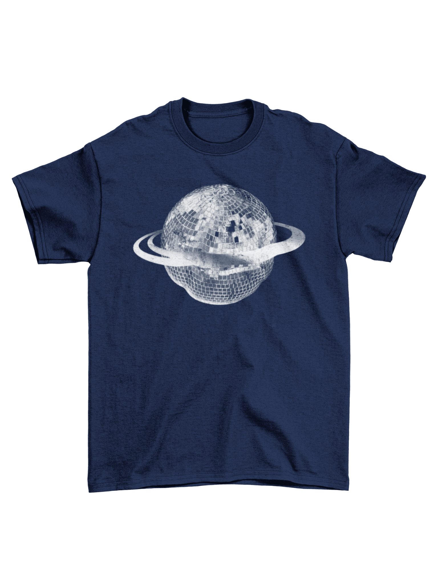 PLANET DISCO (white) UNISEX T-SHIRT - NAVY