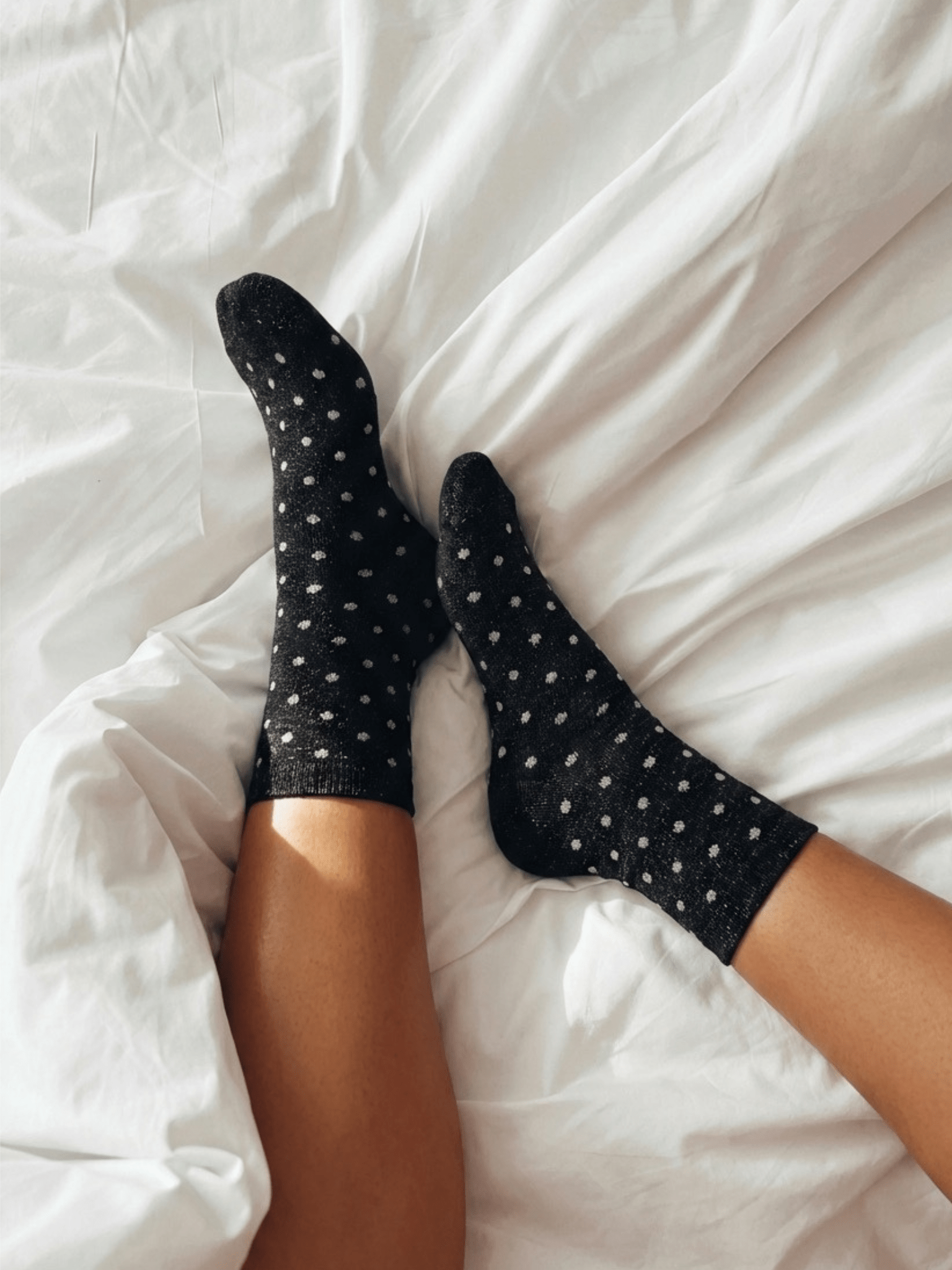 SEBBY GLITTER SOCKS - BLACK / SILVER DOTS