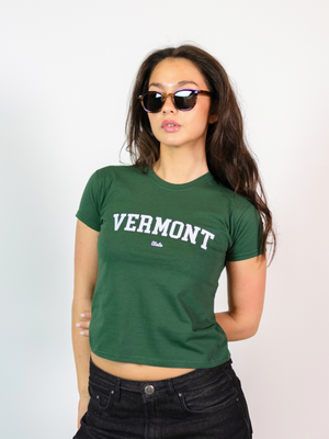 VERMONT (hvid), BABY TEE - MØRK GRØN