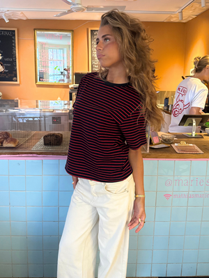 LUCKY STRIPE TEE - NAVY/RED