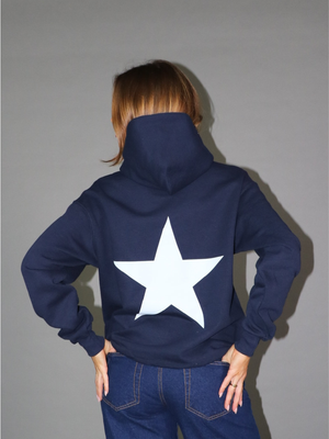 WHITE STAR HOODIE (back print) - NAVY