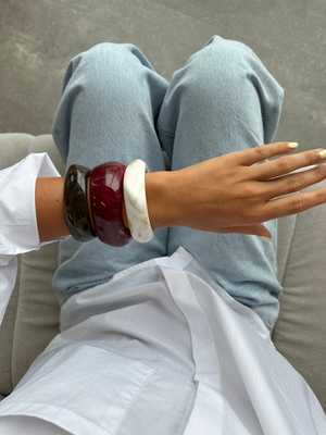 3-PACK BRACELETS - OFFWHITE/WINE/BROWN