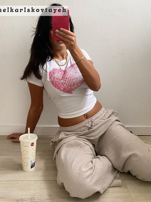 HEART DISCO (PINK) BABY TEE - WHITE