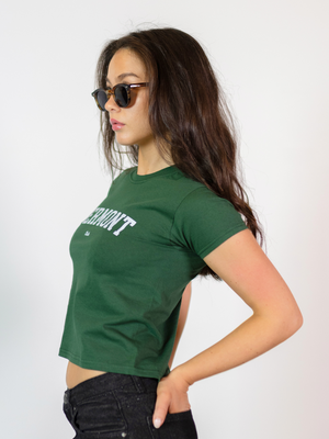 VERMONT (white), BABY TEE - DARK GREEN