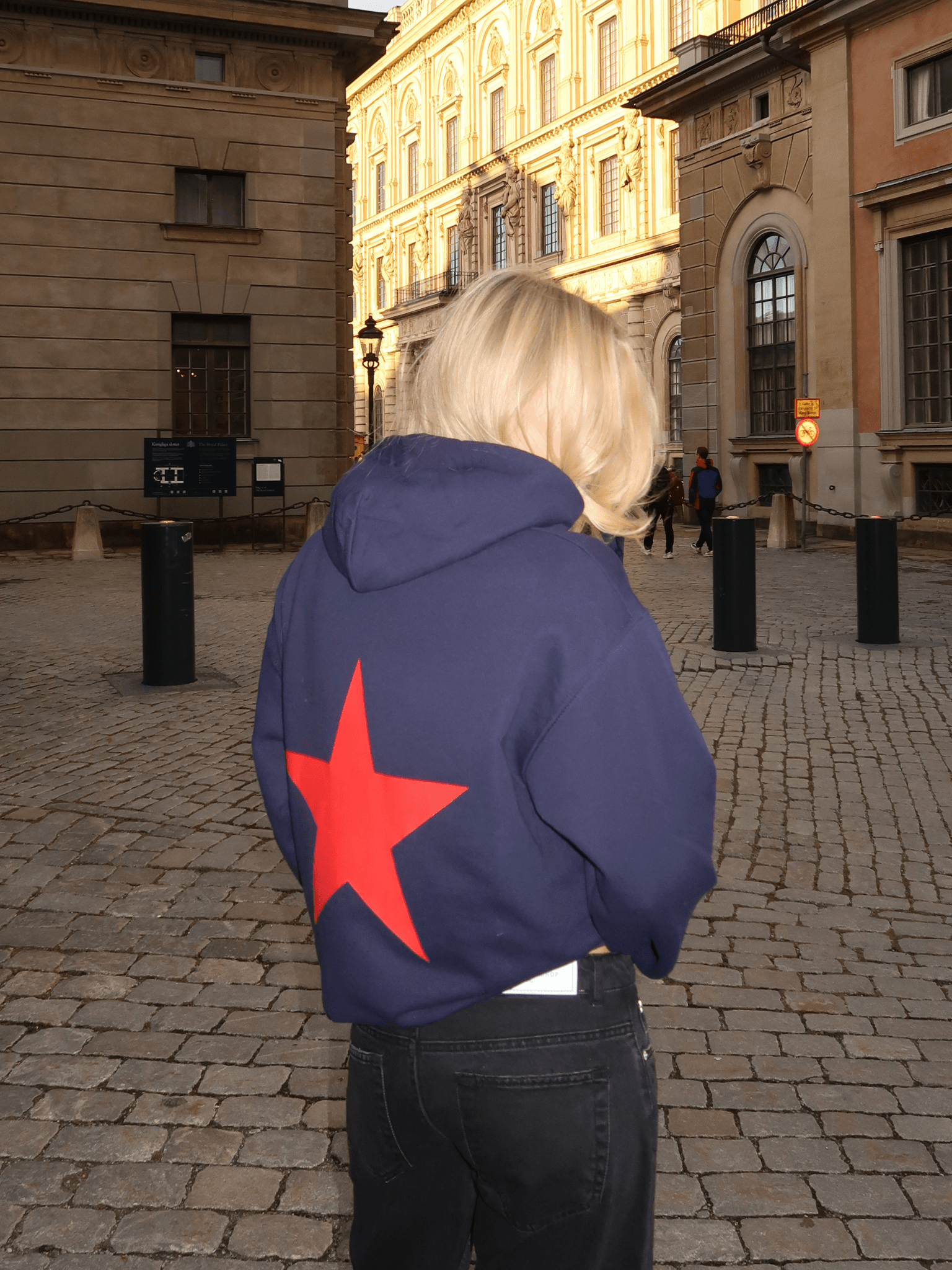 RED STAR HOODIE (back print) - NAVY