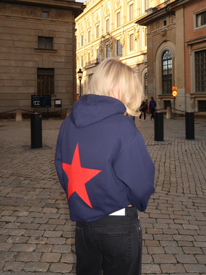 RED STAR HOODIE (rygprint) - NAVY