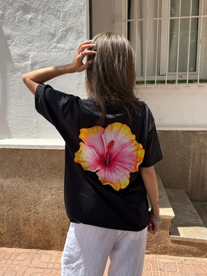 HAWAII (gul) UNISEX T-SHIRT (rygprint) - SORT