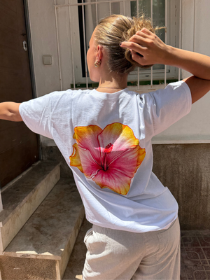 HAWAII (gul) UNISEX T-SHIRT (rygprint) - HVID
