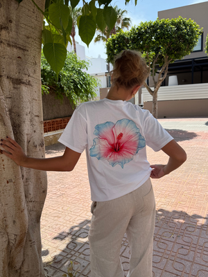 HAWAII (blå) UNISEX T-SHIRT (rygprint) - HVID