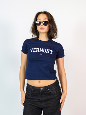 VERMONT (white), BABY TEE - NAVY