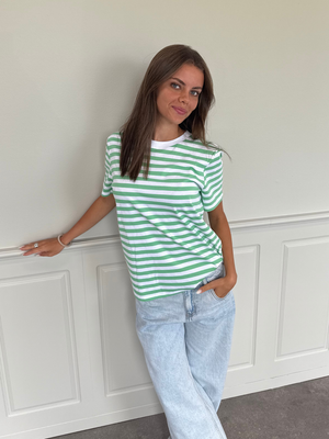 RIA STRIPE TEE - GREEN/BRIGHT WHITE
