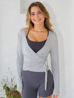 ACTIVE WRAP TOP - LIGHT GREY