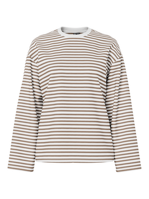 SADIE STRIPE TEE LS - CLOUD DANCER FOSSIL