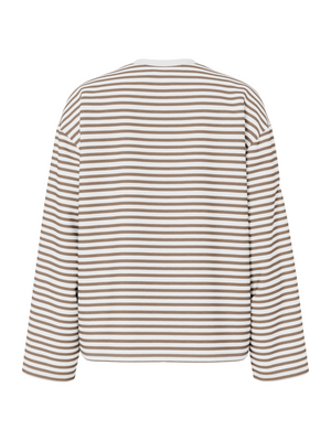 SADIE STRIPE TEE LS - CLOUD DANCER FOSSIL