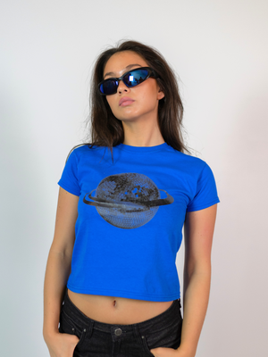 PLANET DISCO (black), BABY TEE - BLUE