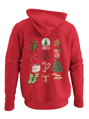 COZY CHRISTMAS HOODIE (rygprint) - RØD