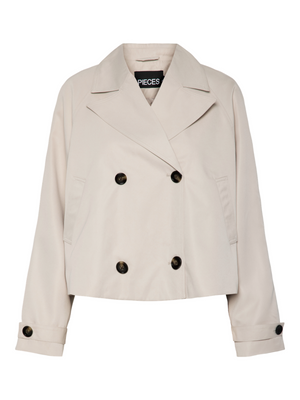 SCARLETT LS SHORT TRENCHCOAT - SILVER GRAY