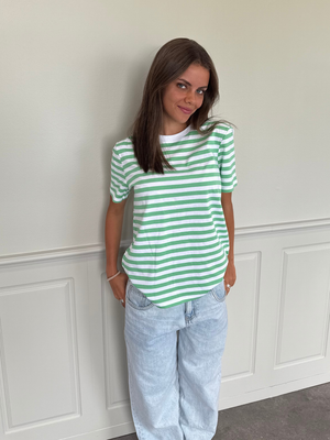 RIA STRIPE TEE - GREEN/BRIGHT WHITE