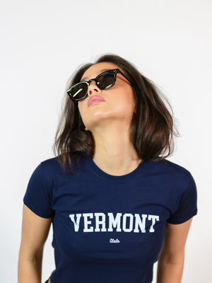 VERMONT (white), BABY TEE - NAVY