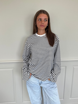 SADIE STRIPE TEE LS - CLOUD DANCER / BLACK