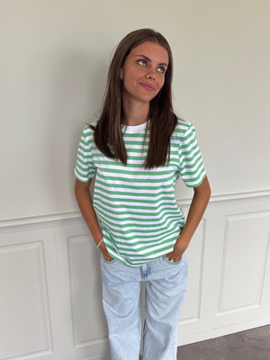 RIA STRIPE TEE - GREEN/BRIGHT WHITE