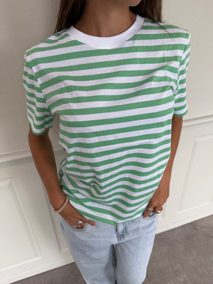 RIA STRIPE TEE - GREEN/BRIGHT WHITE