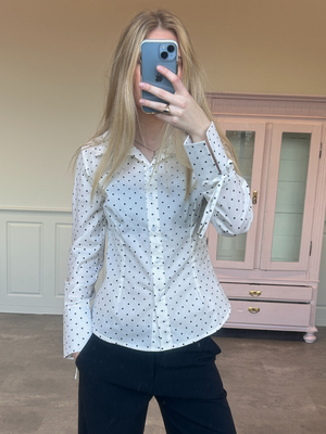 AVA STRING SHIRT - WHITE POLKA DOTS