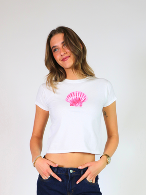 SHELLY (pink) BABY TEE - HVID