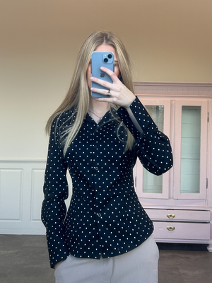 AVA STRING SHIRT - BLACK POLKA DOTS