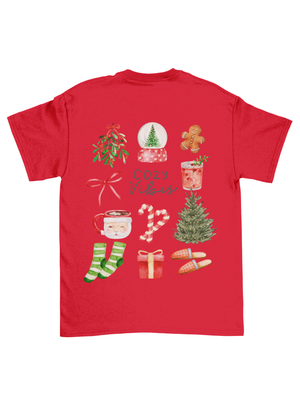 COZY CHRISTMAS (rygprint) T-SHIRT - RØD