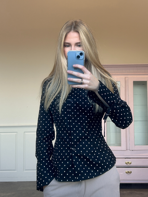 AVA STRING SHIRT - BLACK POLKA DOTS