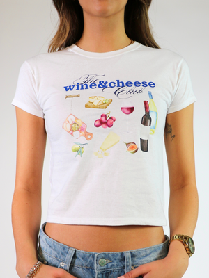 WINE & CHEESE CLUB BABY TEE - HVID