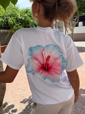 HAWAII (blå) UNISEX T-SHIRT (rygprint) - HVID