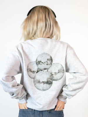 MEGA DISCO BALL (black) SWEATSHIRT (back print) - GRAY