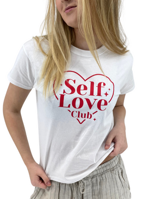 SELF LOVE CLUB, BABY TEE - HVID