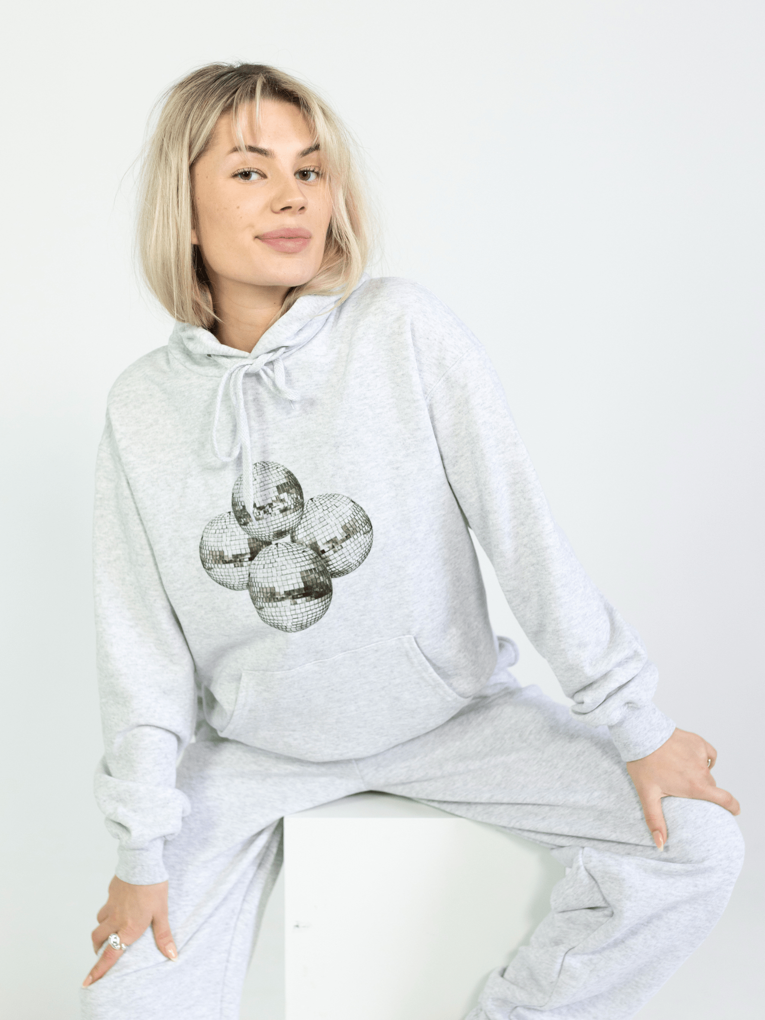 DISCO BALL (black) HOODIE - GRAY