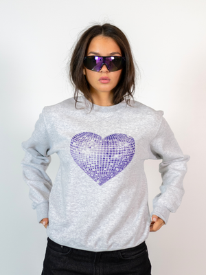 HEART DISCO (BLÅ) SWEATSHIRT  - GRÅ