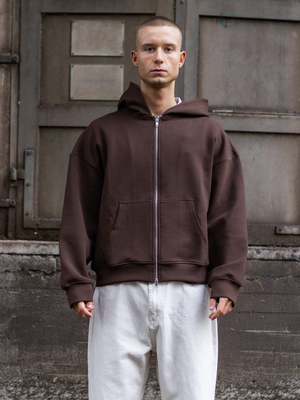 ASH SCUBA ZIP HOODIE - BROWN